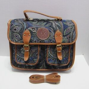Firenze Italia Blue/Green Paisley Messenger Bag Handle/Shoulder Strap Fabric